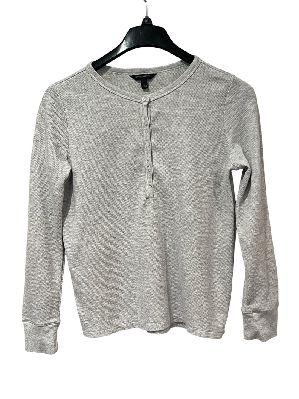 Banana Republic Light Gray Thermal Henley Size Large Casual Long Sleeves